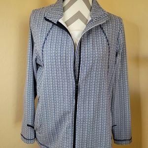 T by Talbots Navy and White Knit Jacket